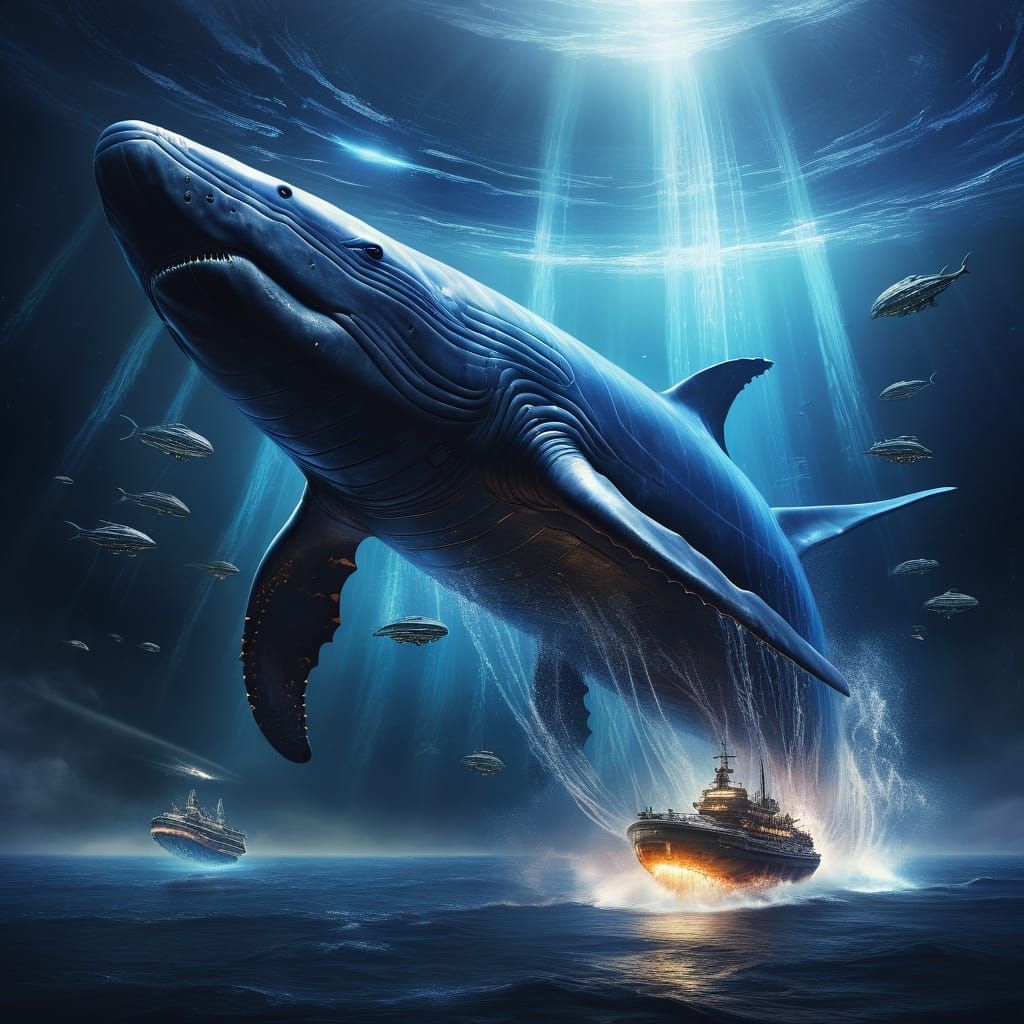 Epic Space Whale Battles Enemy Spaceships in Thrilling Sci-F...