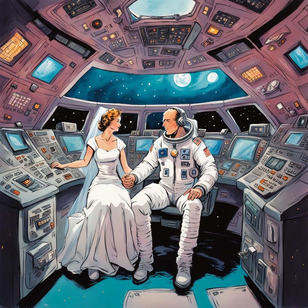 Sci-Fi Astronaut Wedding in Zero Gravity