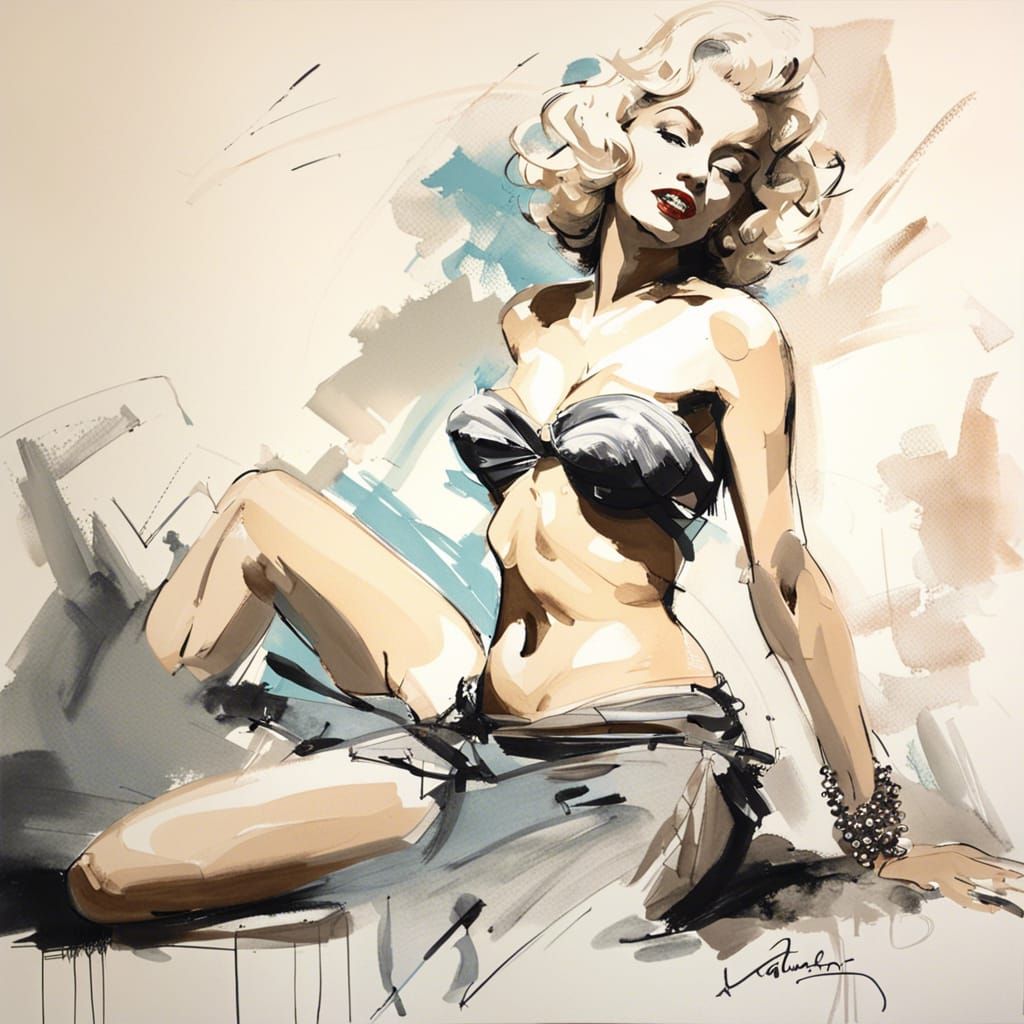 Marilyn Monroe as Belly Dancer in Manga Style