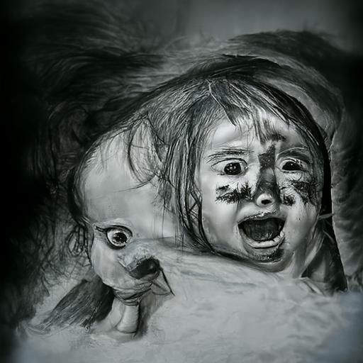 Sinister Child's Nightmare in Charcoal Sketch Style