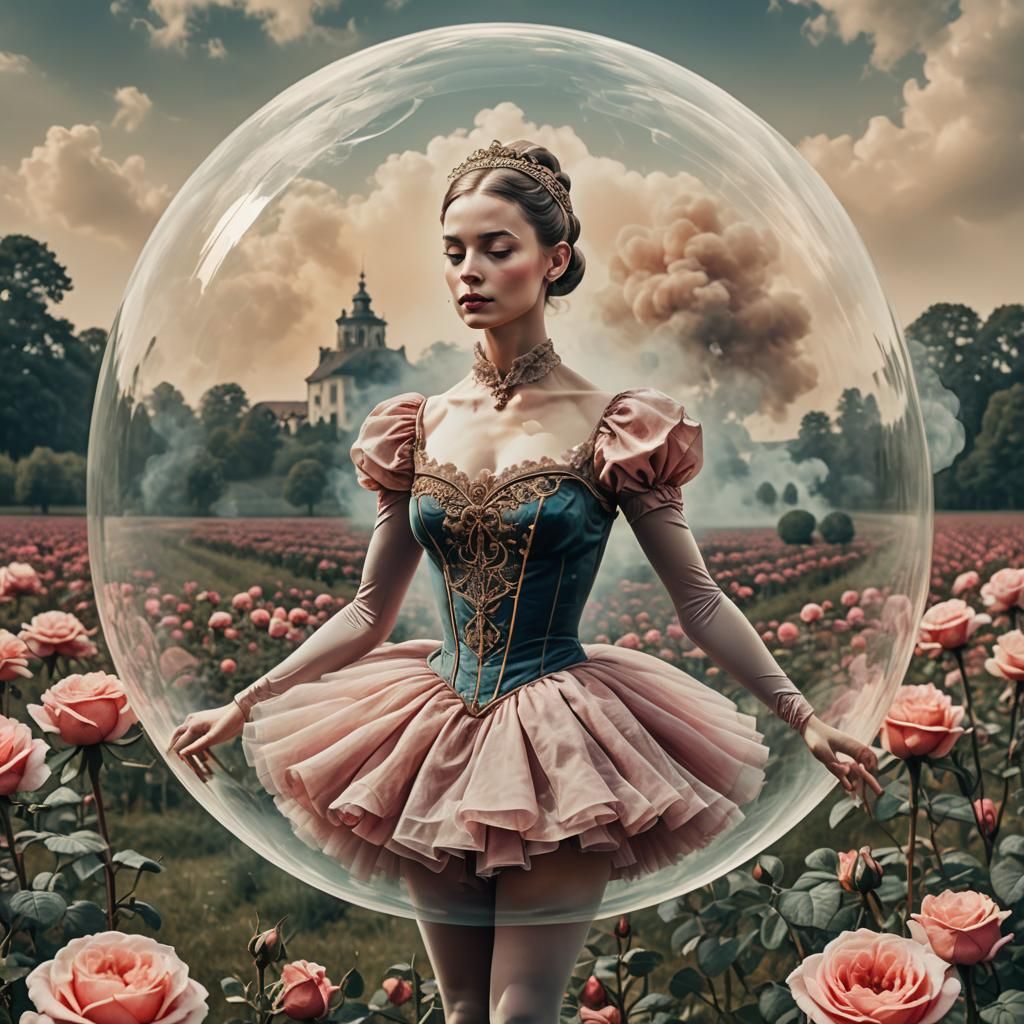 Smokey Ballerina in Glass Bobble, Digital Pop Art