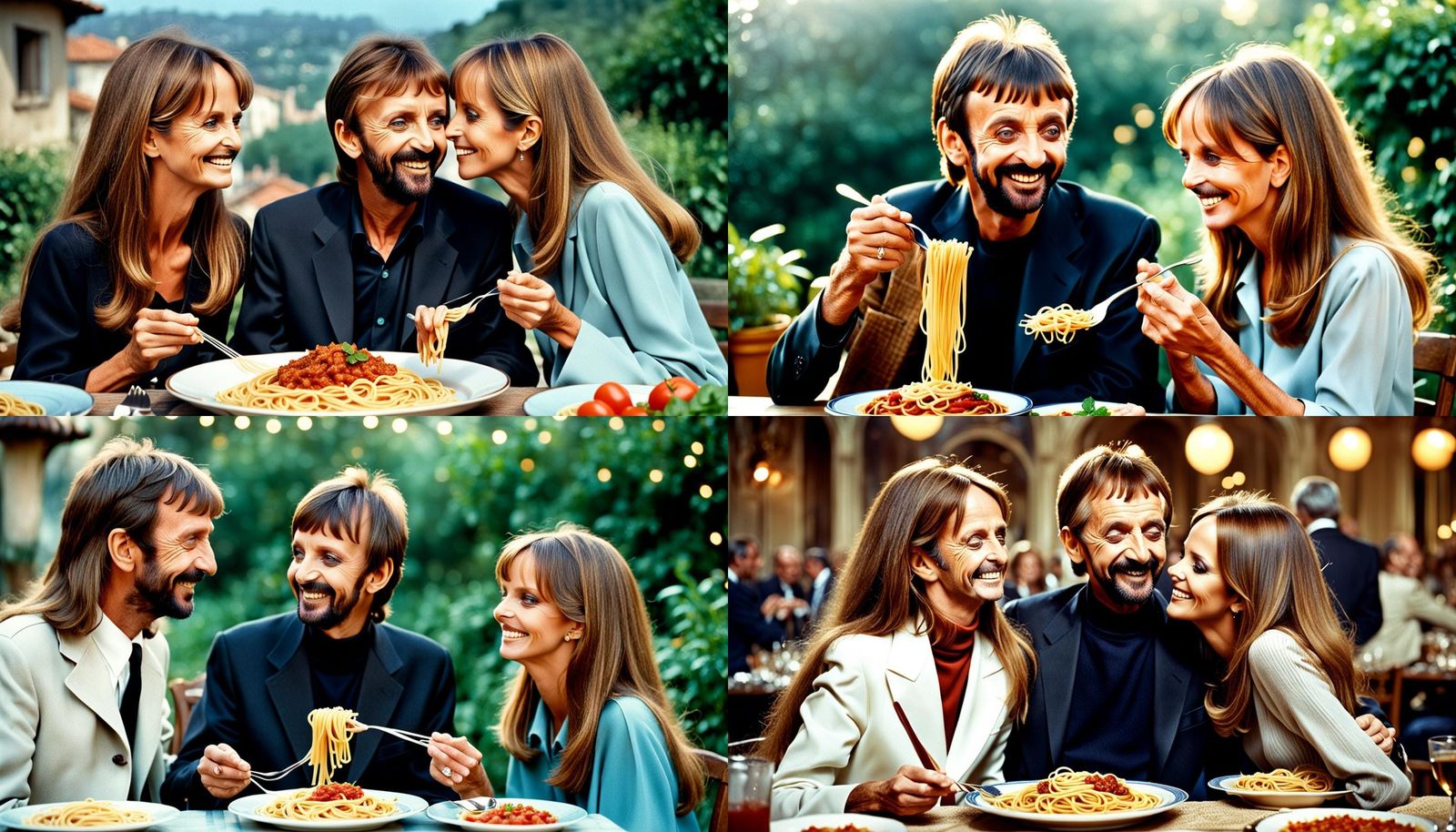 Romantic Spaghetti Scene in Cartoon Style