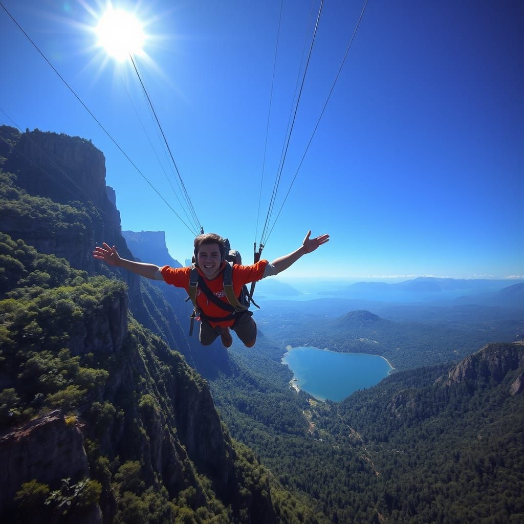 Hang Gliding Adventure Over Verdant Cliffs in Hyperrealism
