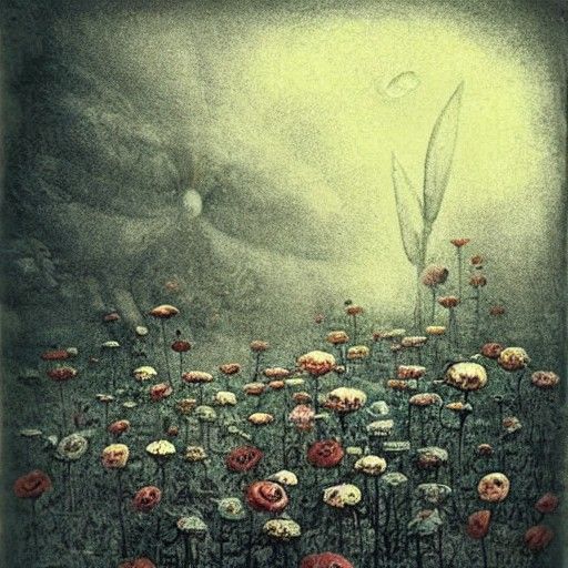 Secret Flower Garden in Retro Vintage Style