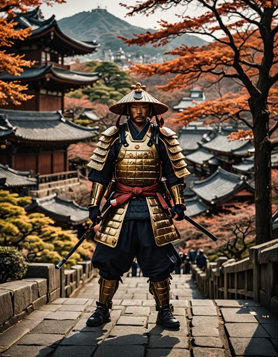 Samurai at Kiyomizu-dera Temple: Photography with Bokeh