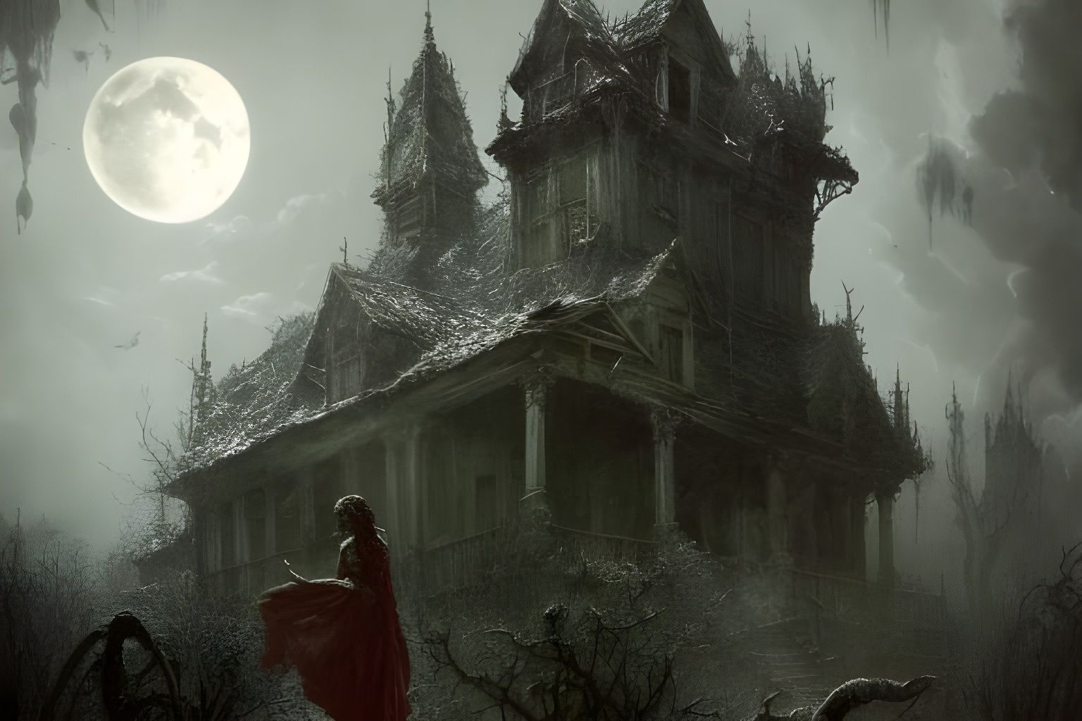 Sinister Haunted Gingerbread House in Gothic Horror Style