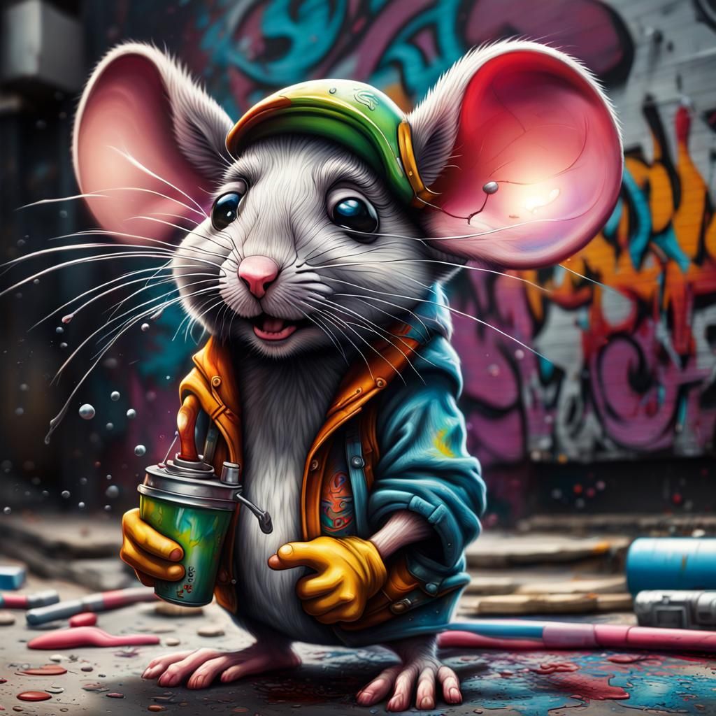 Cool Mouse Graffiti Street Art in Pop Style