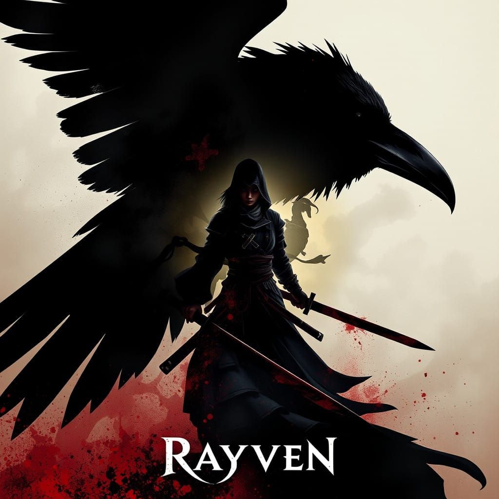 Epic Double Exposure of Raven and Female Assassin in Japanes...