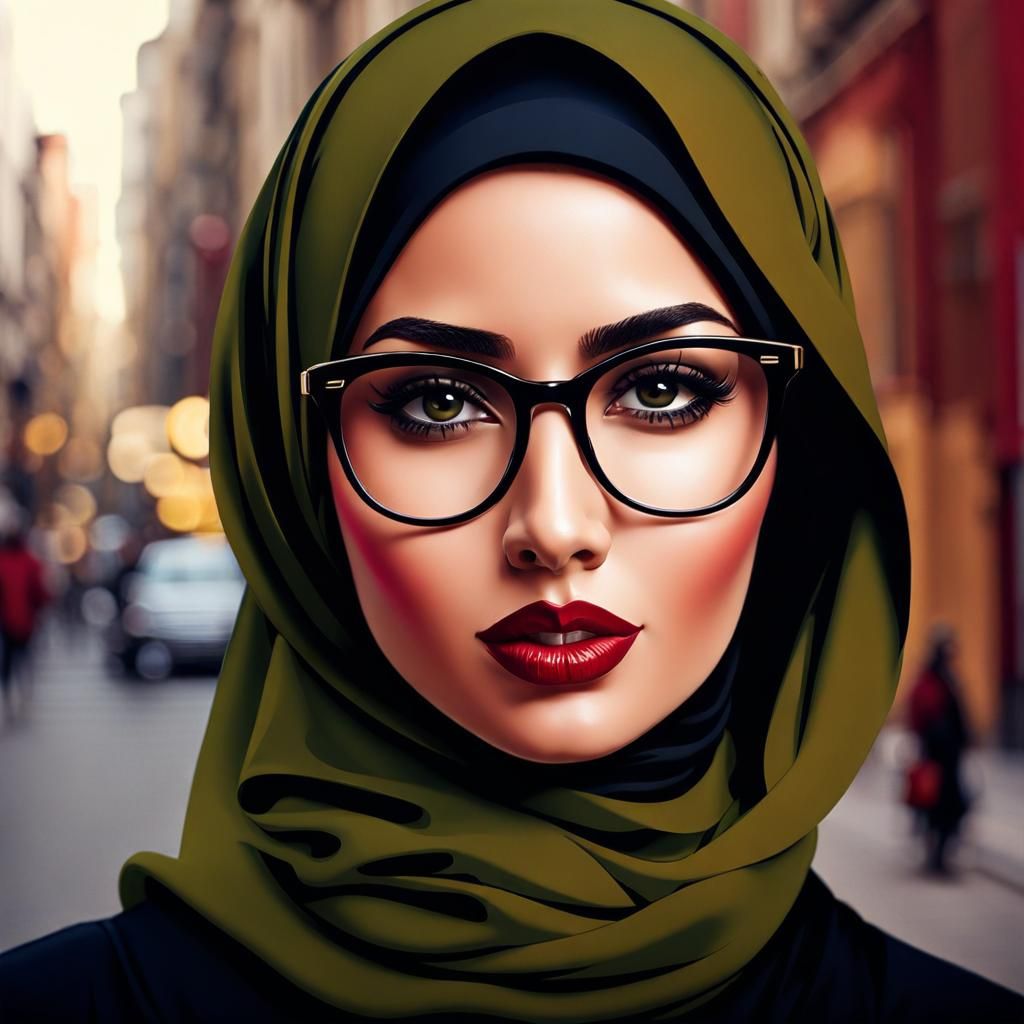 Super Hot Hijabi Secretary Portrait as Painting