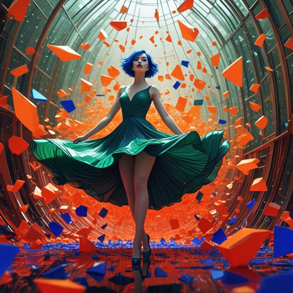 Futuristic Danseuse in Whimsical Vortex