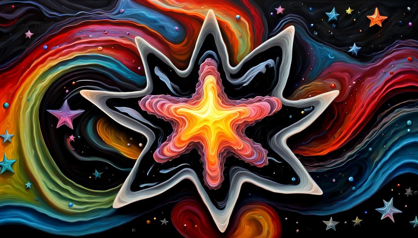 Electromagnetic Jelly Coils Surround Newborn Star as Impasto...