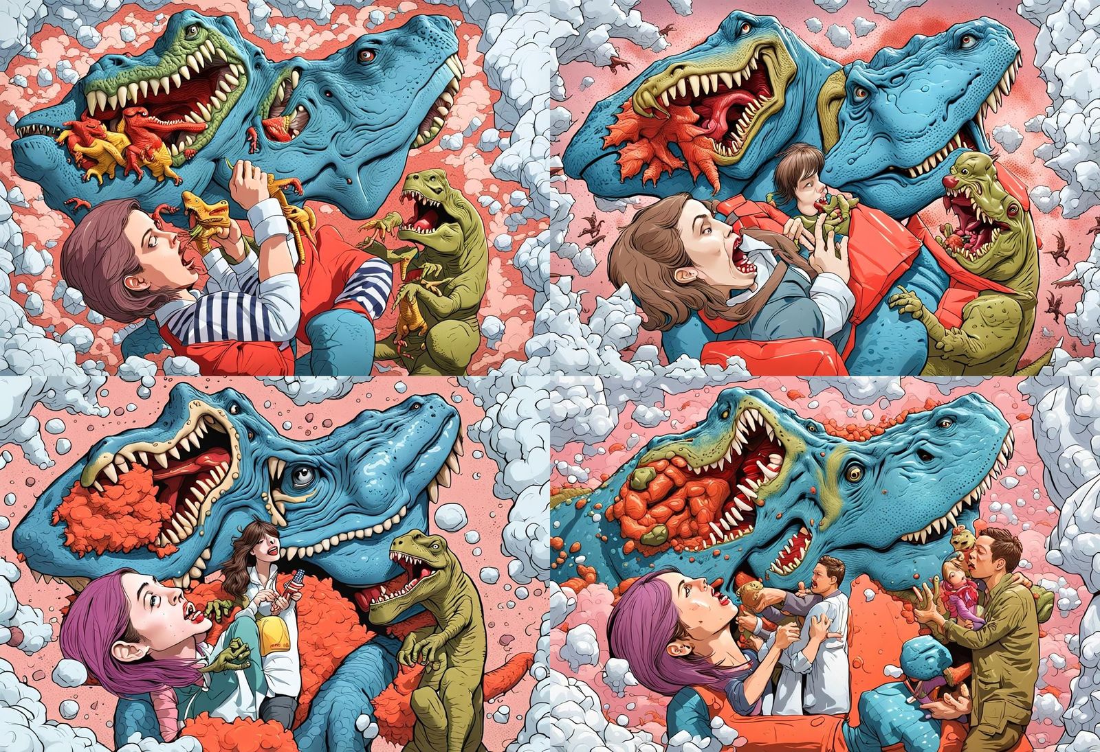 T-Rex Eats Woman in Toy Action Figure Style