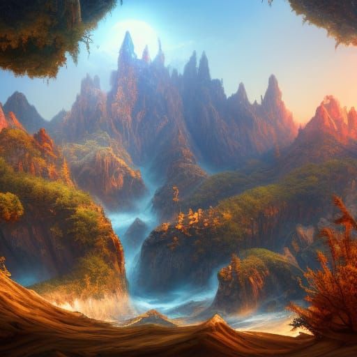 Detailed Matte Painting of Mount Olympus