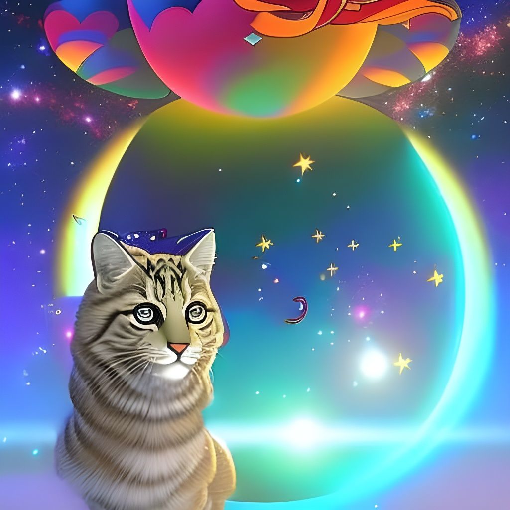 Golden Cat Goddess in Deep Blue Universe