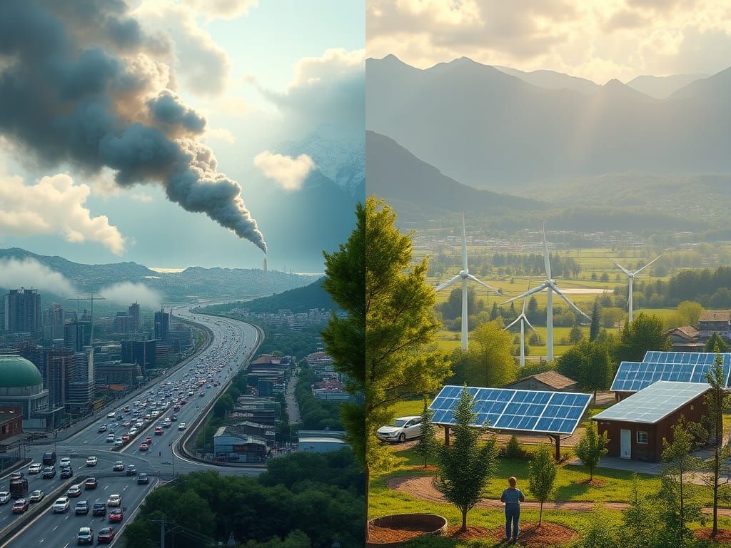 Global Warming: Problems and Solutions, Photorealistic Split...