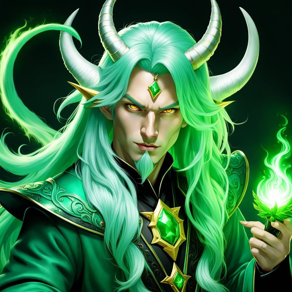 Mint Green Devil Sorcerer with Yellow Eyes