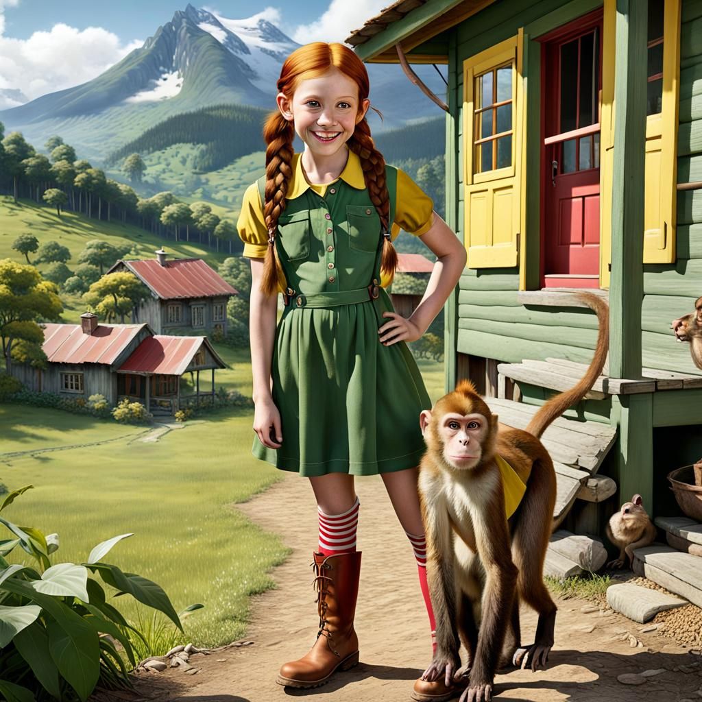 Cheeky Redhead with Monkey in Swedish Countryside