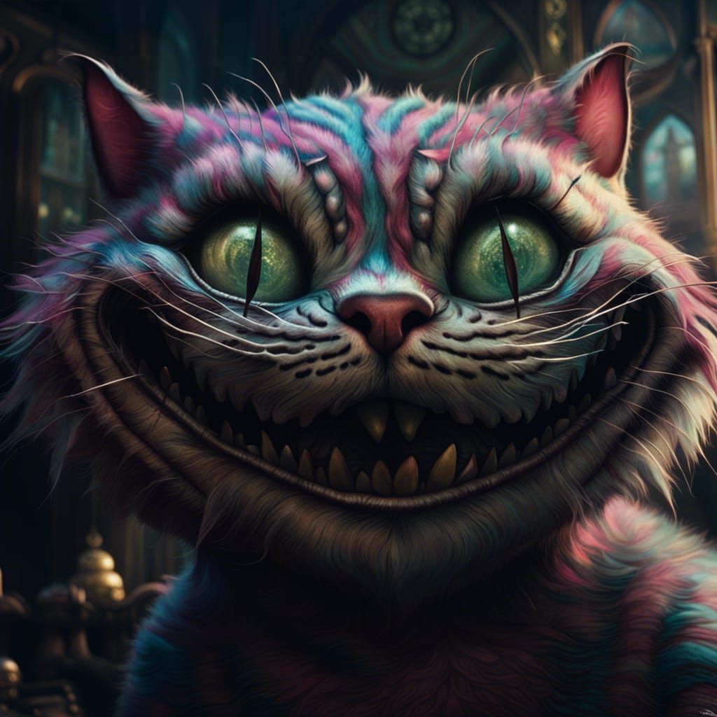 Emaciated Cheshire Cat in Digital Matte Painting