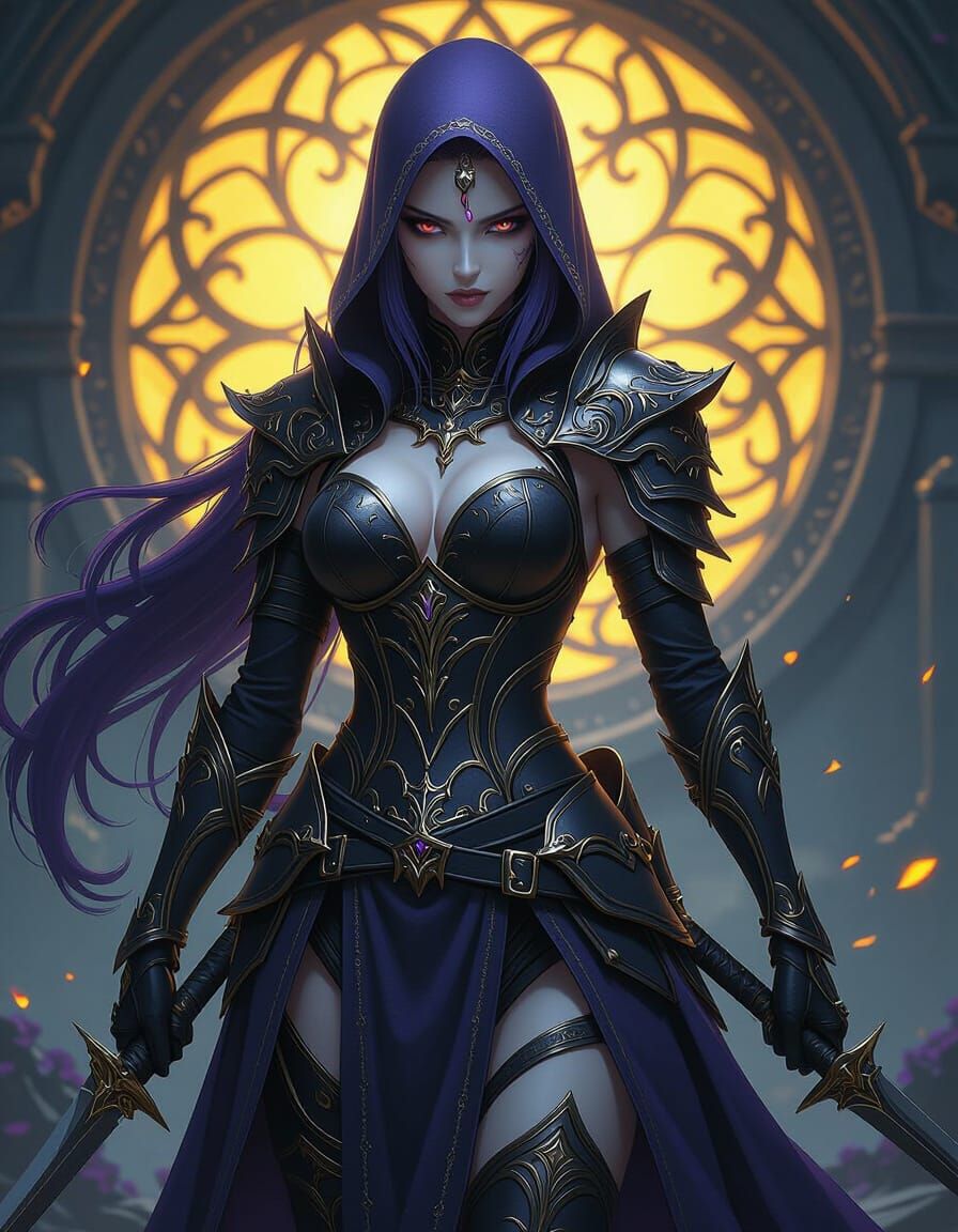 Dark Fantasy Shadar-Kai Assassin in Anime Style