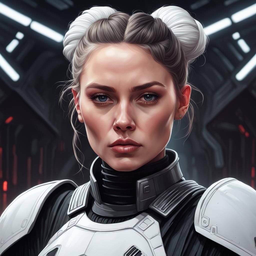 Death Trooper Woman Portrait in Hyperdetailed Style