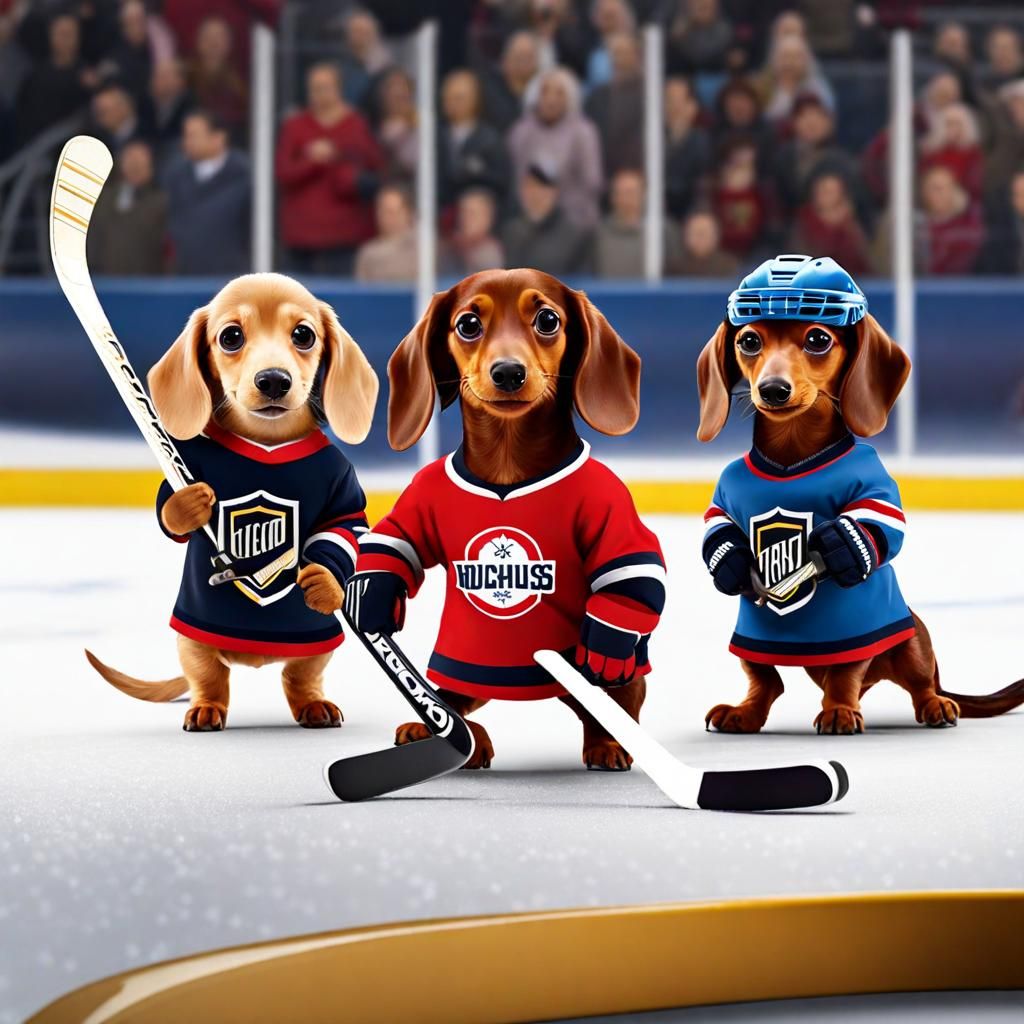 Dachshunds in Action: A Hockey Game