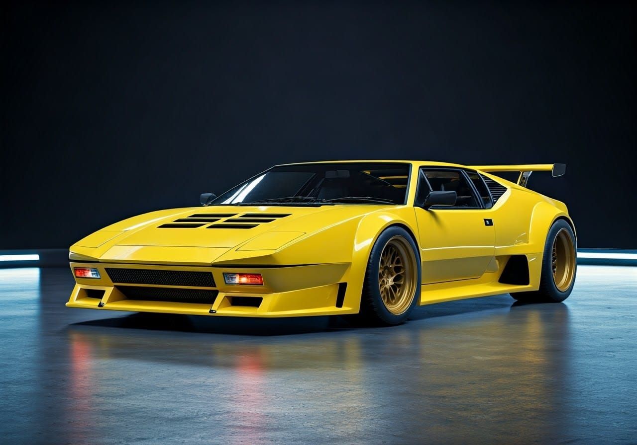 Neon-Lit 80s Supercar Concept in Canary Yellow