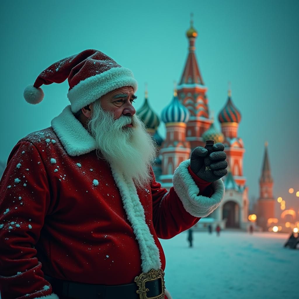 Inebriated Santa at the Moscow Kremlin