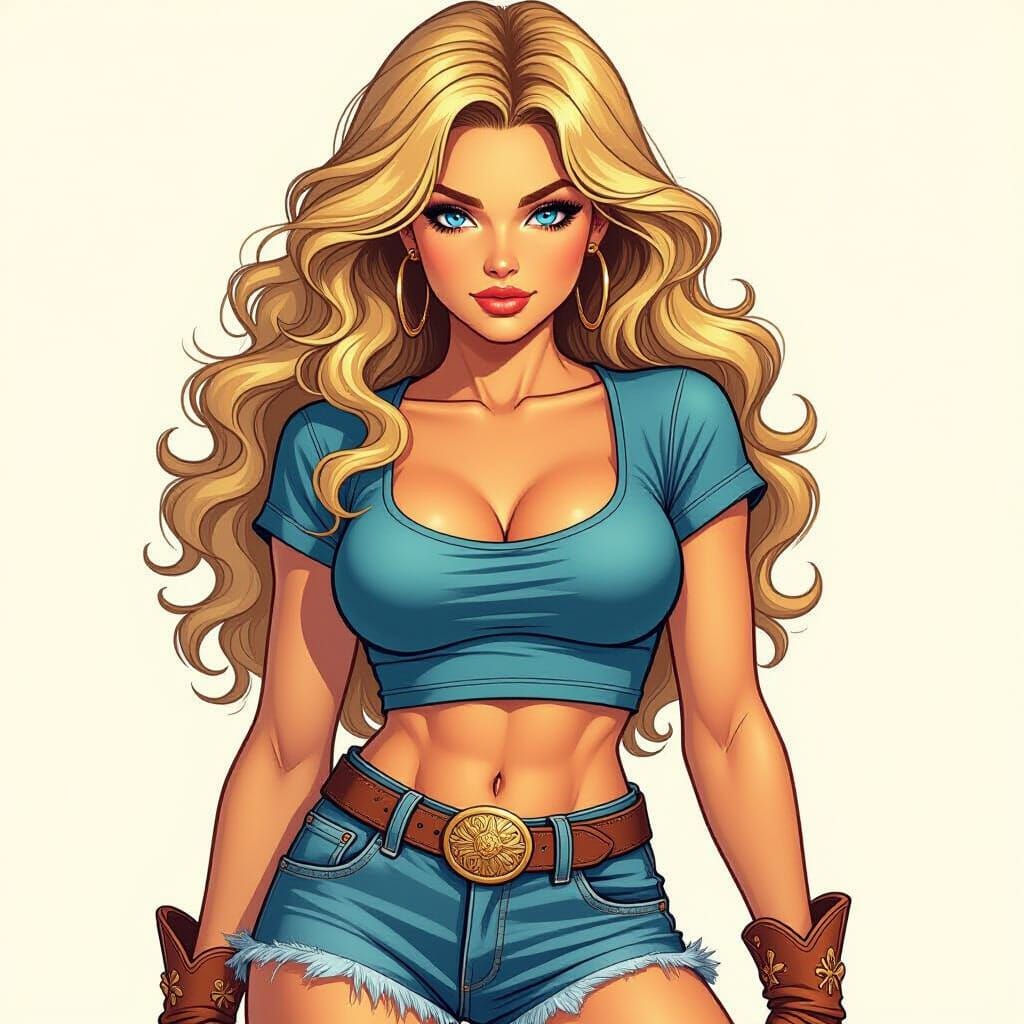 Beautiful Blonde Woman in Comic Book Style