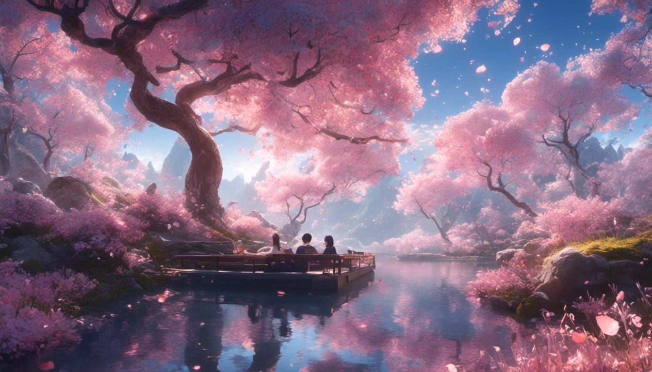 Peaceful Nature Beauty in Anime-Inspired 3D Art