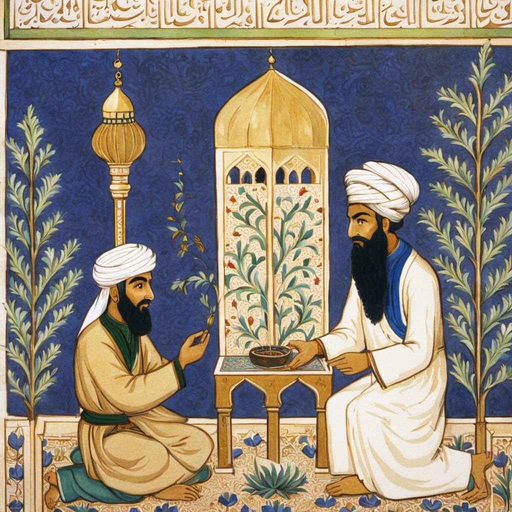 Medieval Islamic Scholars in a Mosque