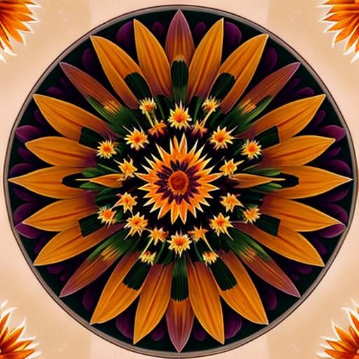 Gazania Flower with Sacred Geometry in Digital Art