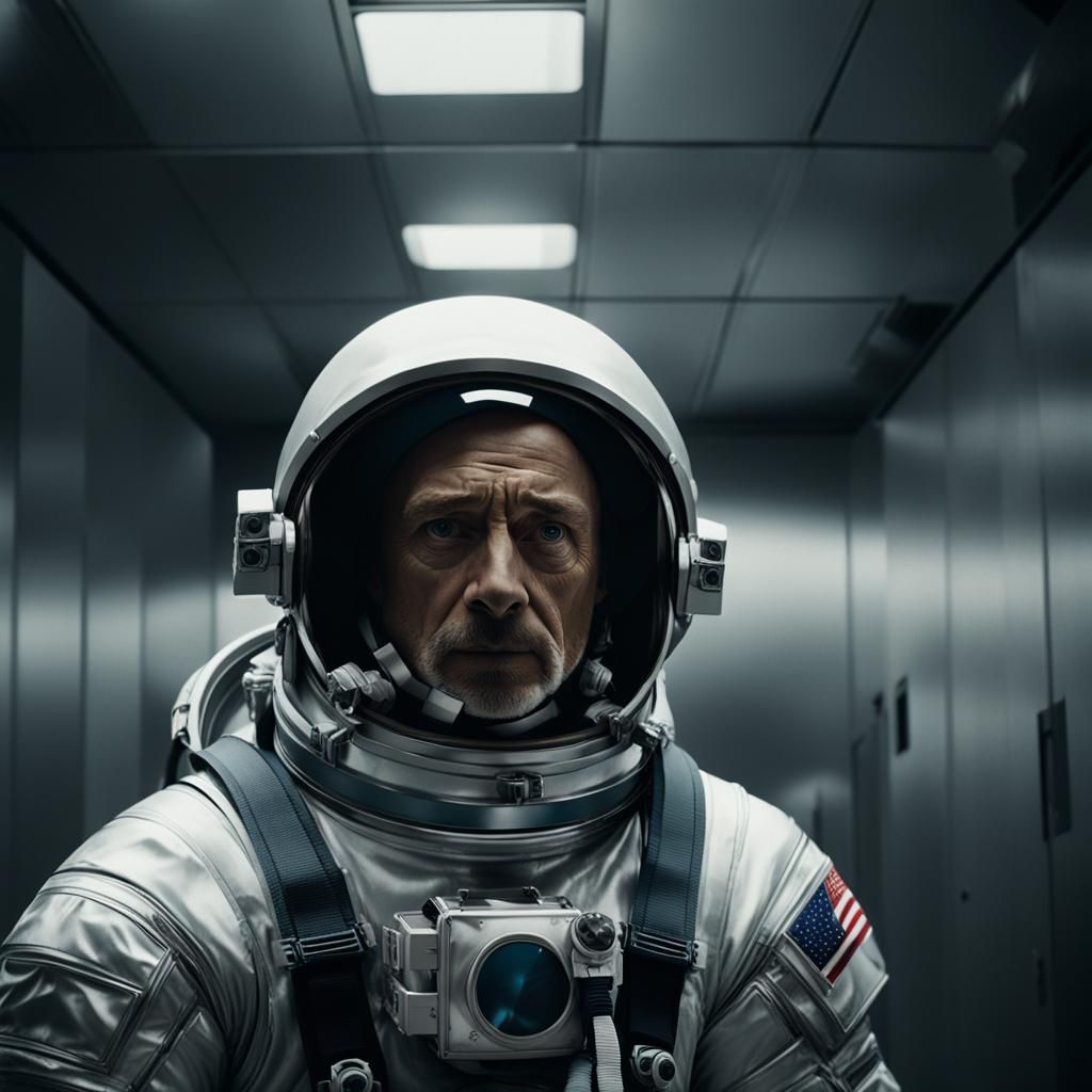 Astronaut Portrait with Helmet in Studio Lighting