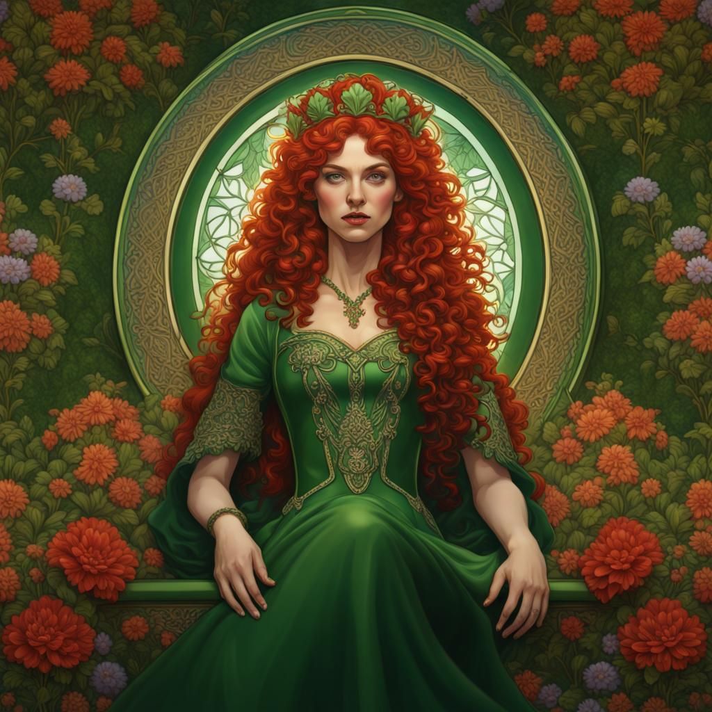 Irish Goddess with Filigree Dress in Fantasy Art