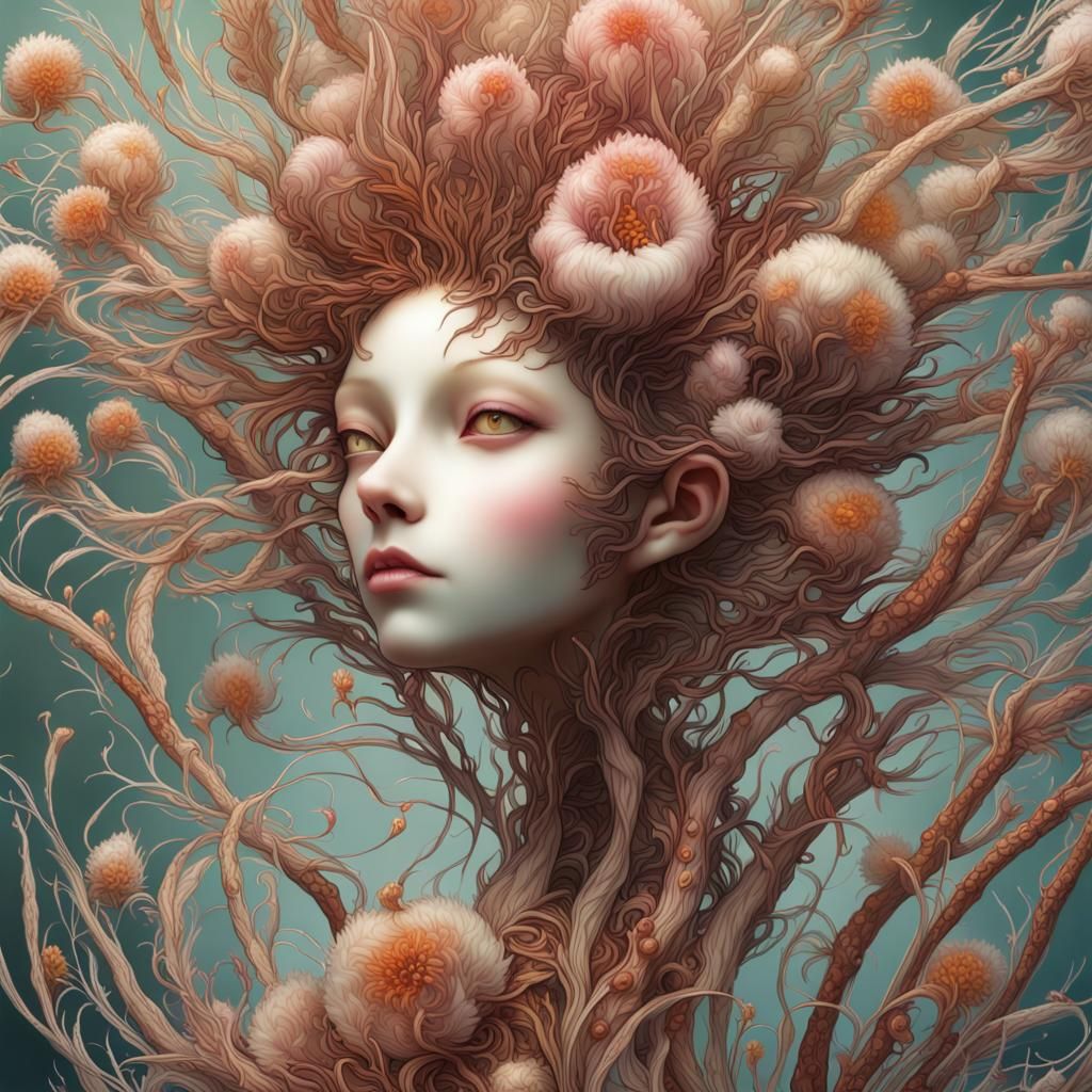 Intricate Fairy Nymph in Wild Hair Burst