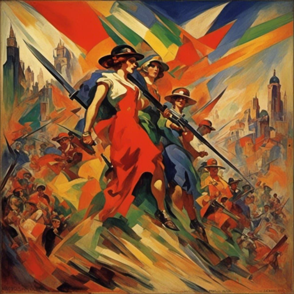 Abstract Rainbow Art in Stylized Painting Style