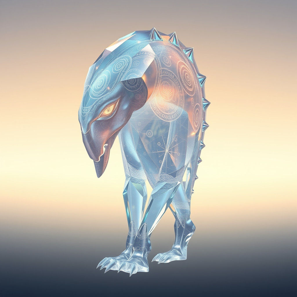 Surrealist Masterpiece of Iridescent, Crystal Being in Weigh...