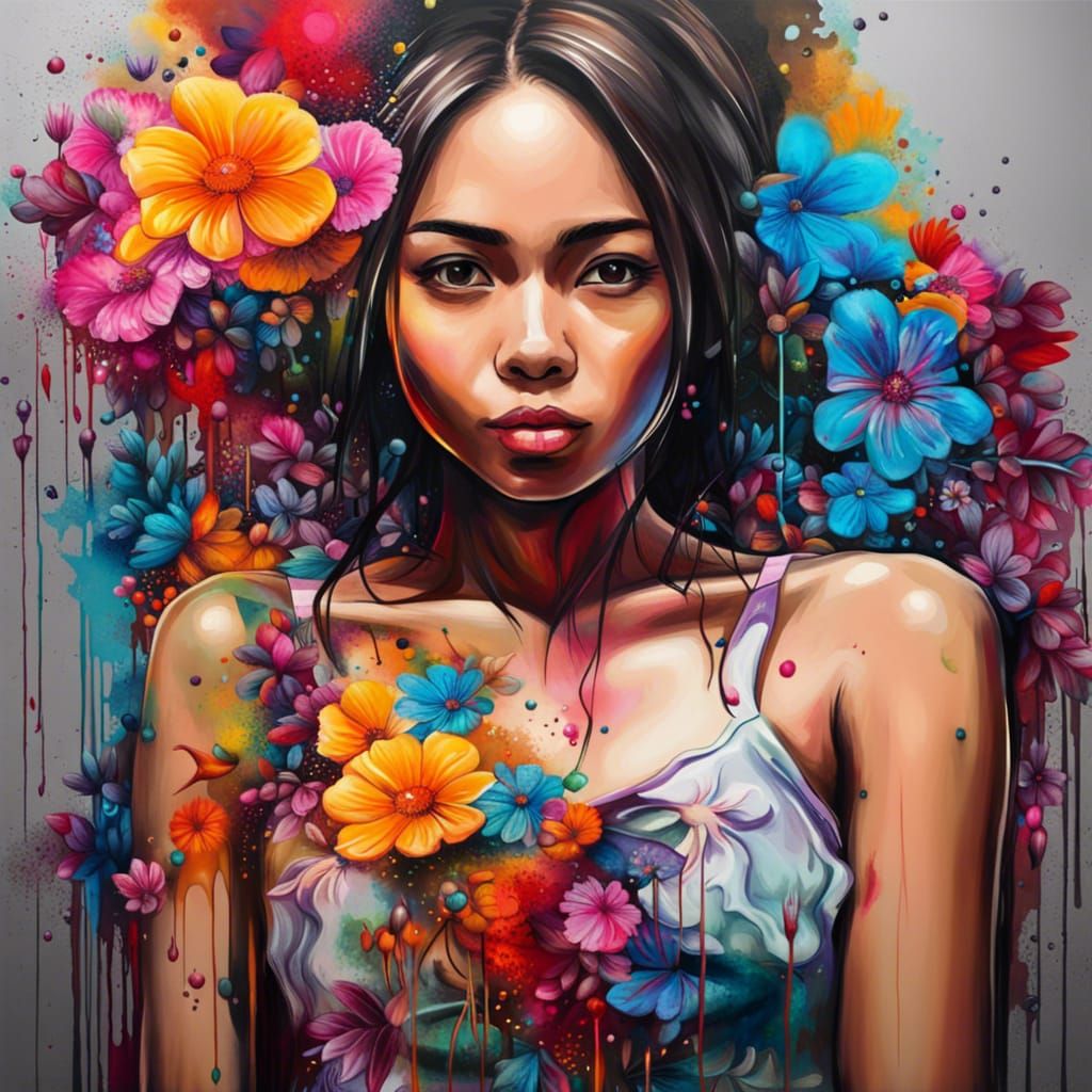 Filipina Girl Portrait in Graffiti Art Style