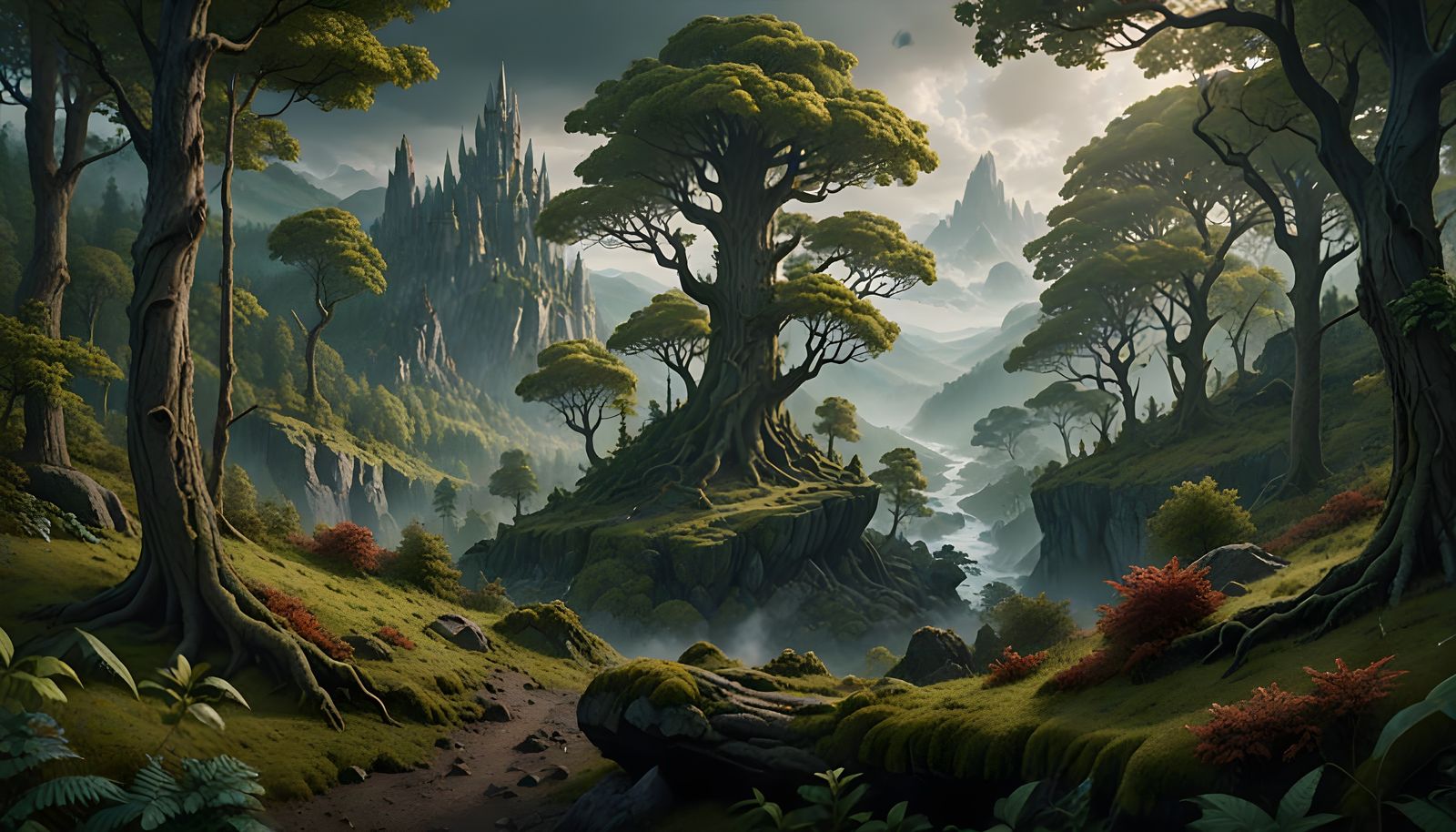 Majestic Forest Panorama Digital Matte Painting