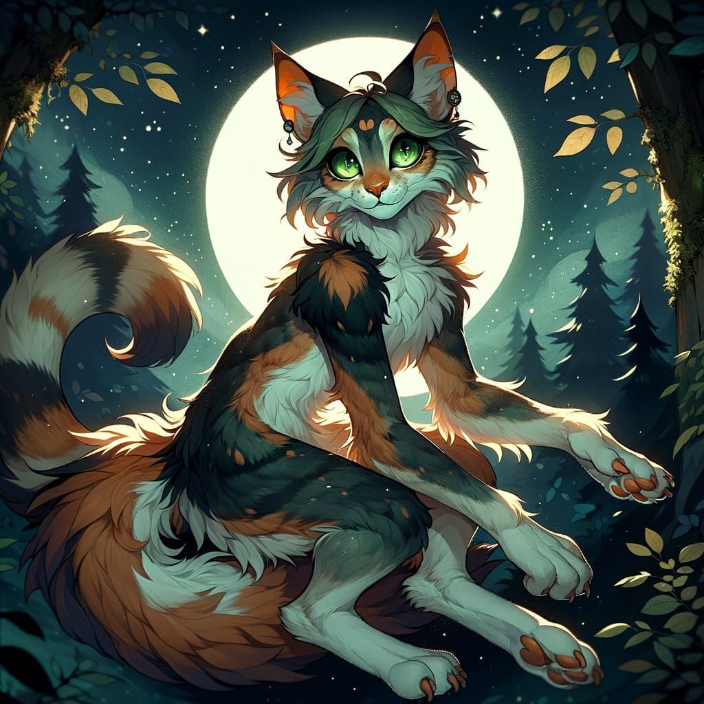 Mystical Catfolk in Enchanted Forest