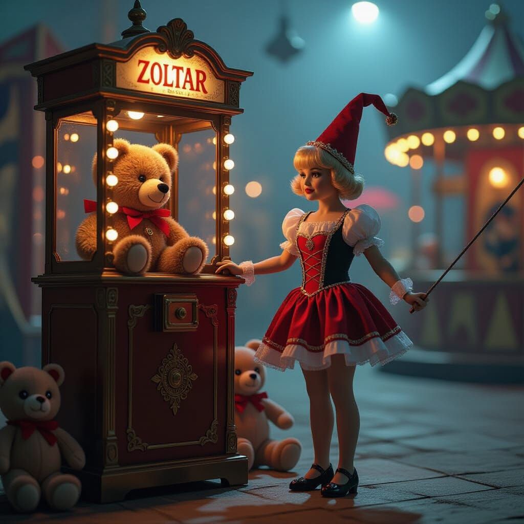 Vintage Carnival Zoltar Machine with Sinister Toys