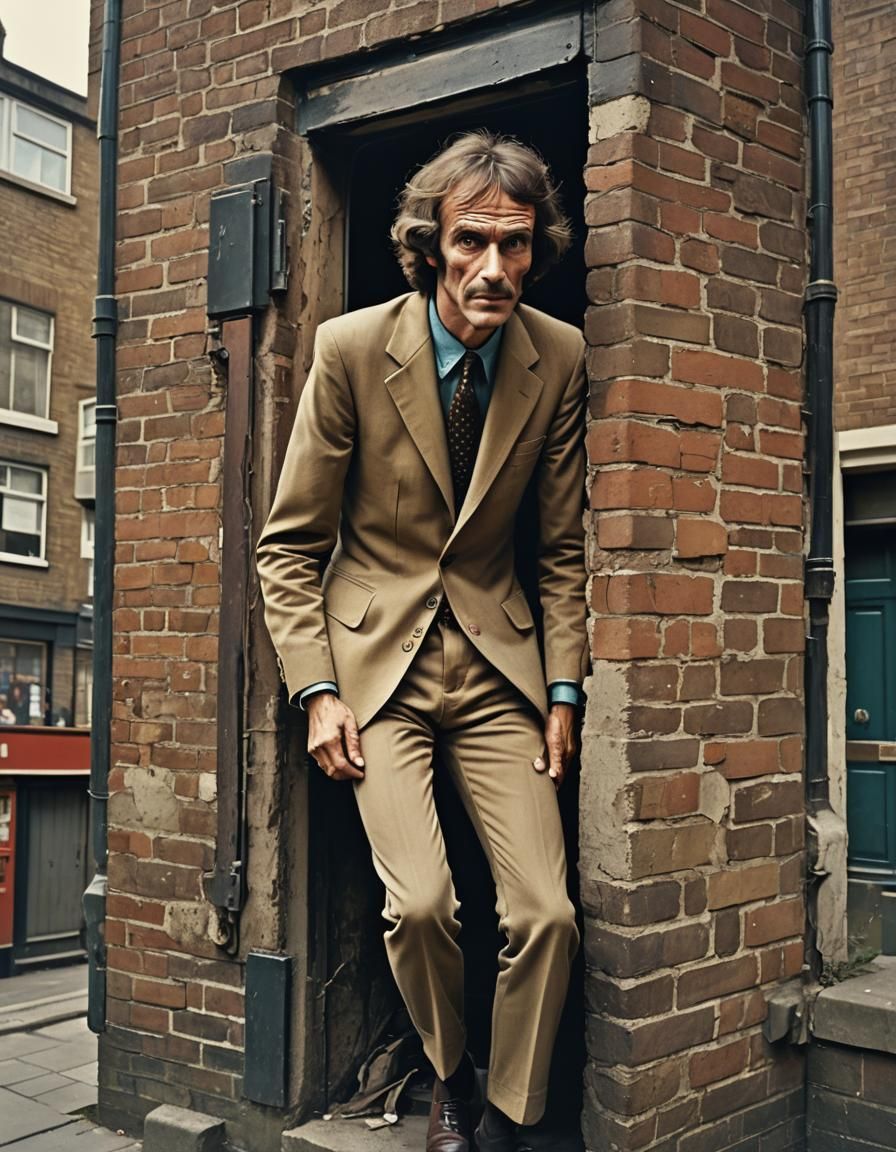 Humorous 1970s London Man in Terry Gilliam Style
