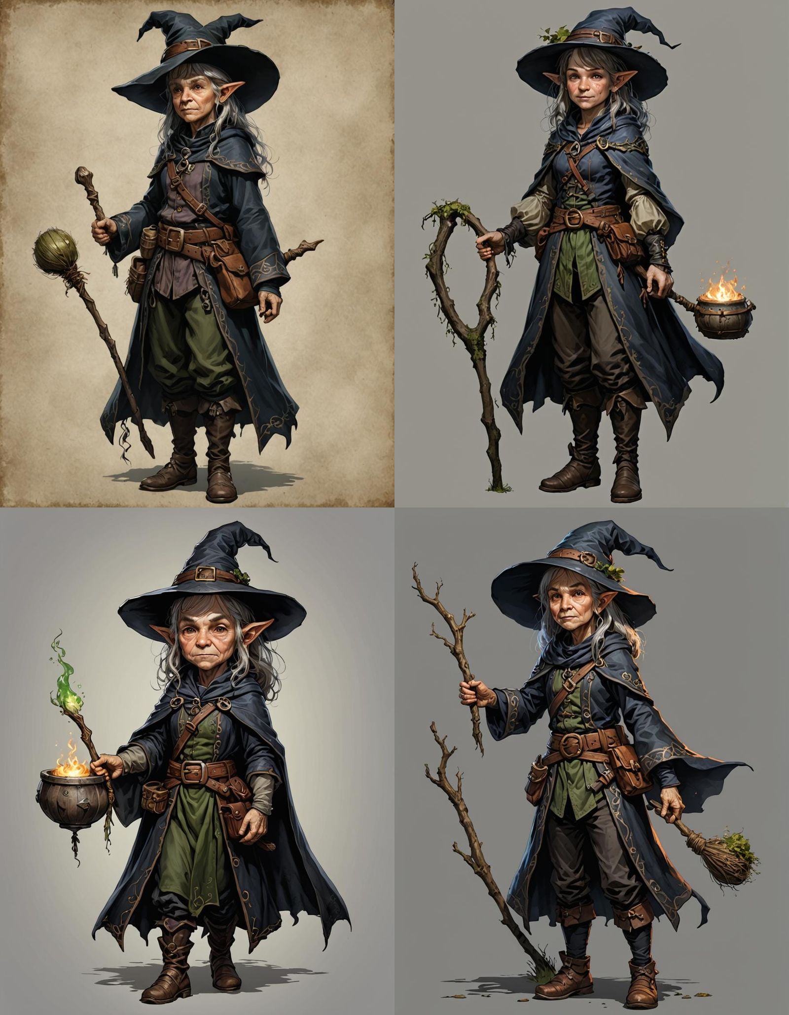 Fantasy Halfling Witch Portrait: Full Body, No Background
