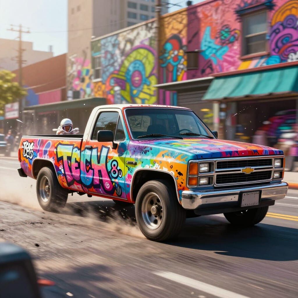 Square Body Chevy Races with TECH 8 Graffiti