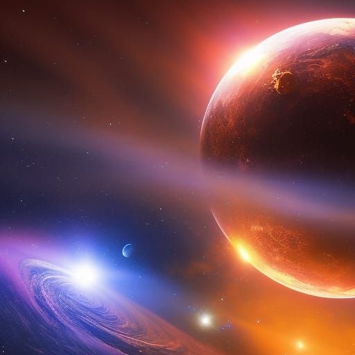 Cosmic Space Planets in Hyperrealistic Astral Illustration