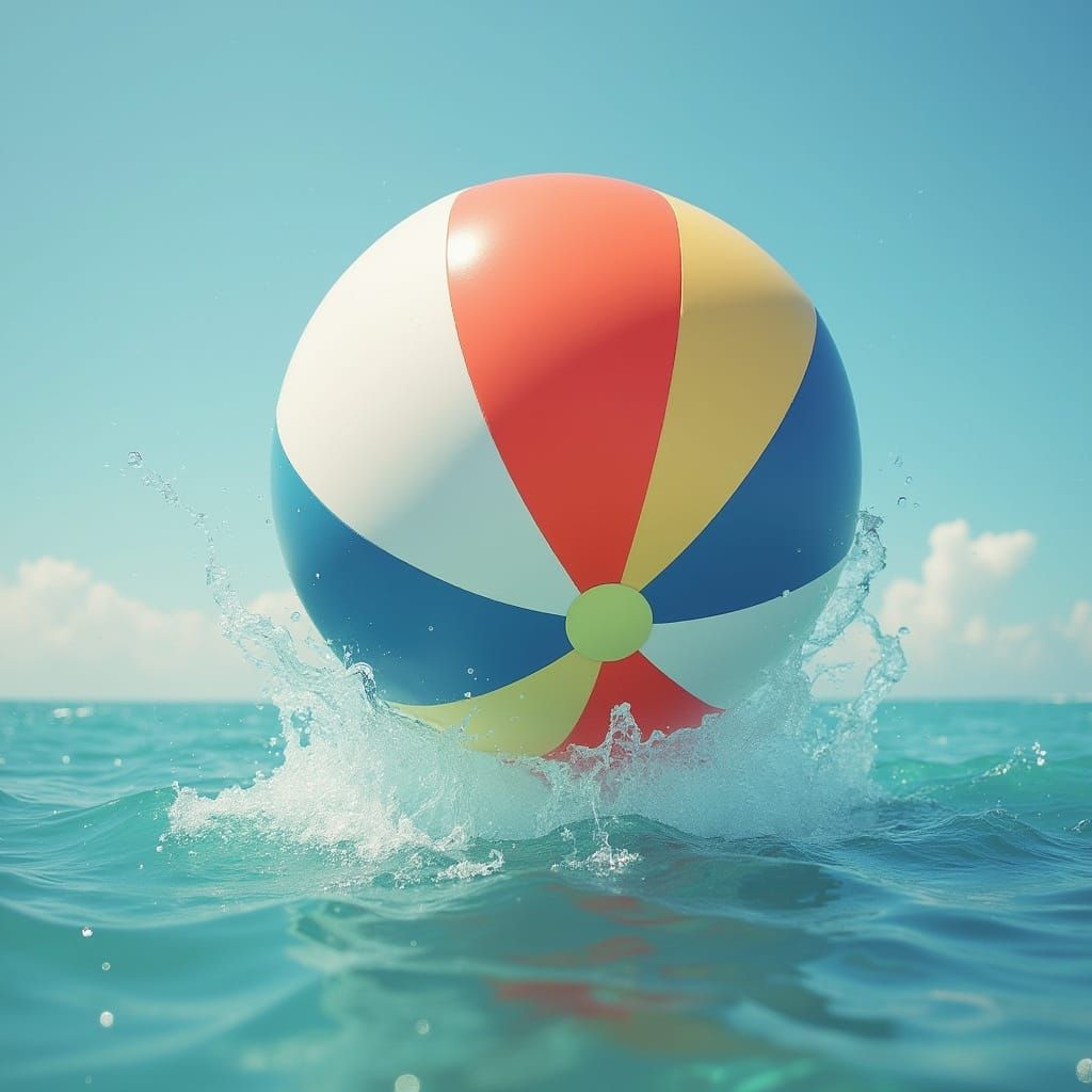 Beach Ball Rebounds from Water