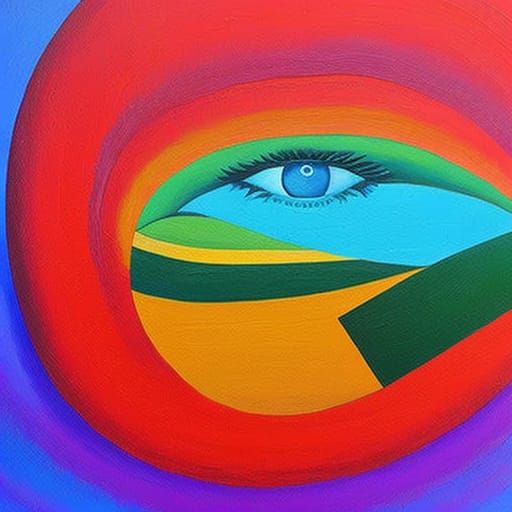 Colorful Surreal Regionalist Painting of Anomie