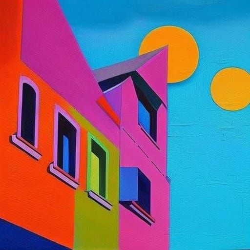 Colorful Surreal Regionalist Painting of Anomie