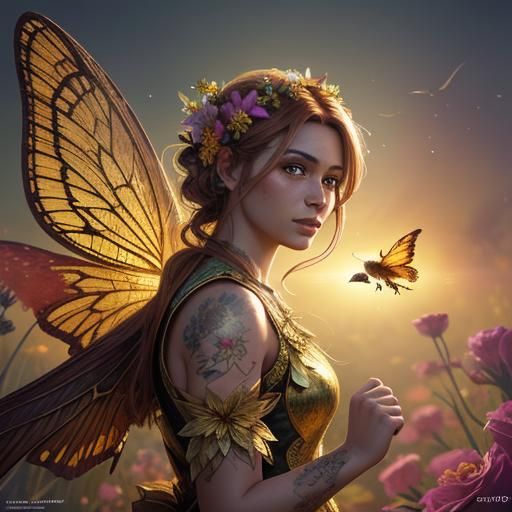 Detailed Fairy Portrait in Splash Art Style