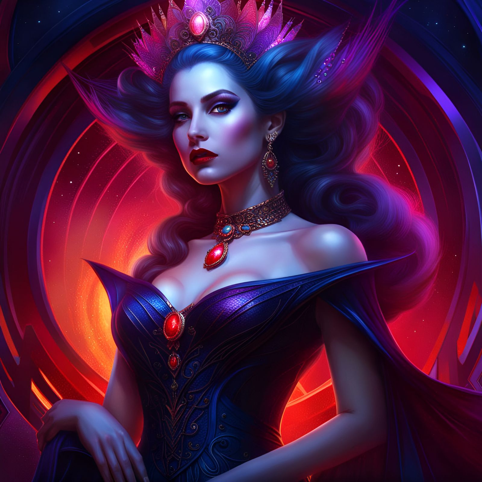 Vampire Queen: Hyperdetailed Mixed Media Portrait