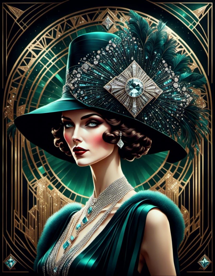 Woman in Hat Diamond Painting with Art Deco Flair